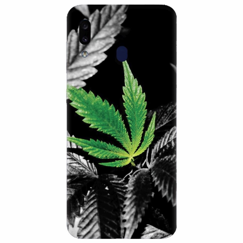 Husa silicon pentru Samsung Galaxy A20e, Trippy Pot Leaf Green