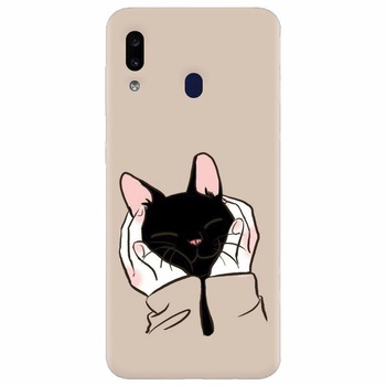 Husa silicon pentru Samsung Galaxy A20, Th Black Cat In Hands Husa silicon pentru Samsung Galaxy A20, Th Black Cat In Hands