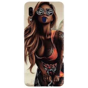 Husa silicon pentru Samsung Galaxy A20e, Tattoed Girl Husa silicon pentru Samsung Galaxy A20e, Tattoed Girl