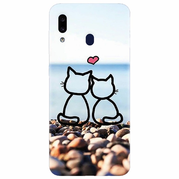 Szilikon tok Samsung Galaxy A40, In Love Cats készülékhez
