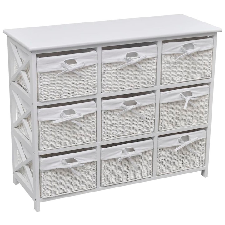 Шкаф за съхранение vidaXL, с 9 тъкани кошници, 94х37х76 см
