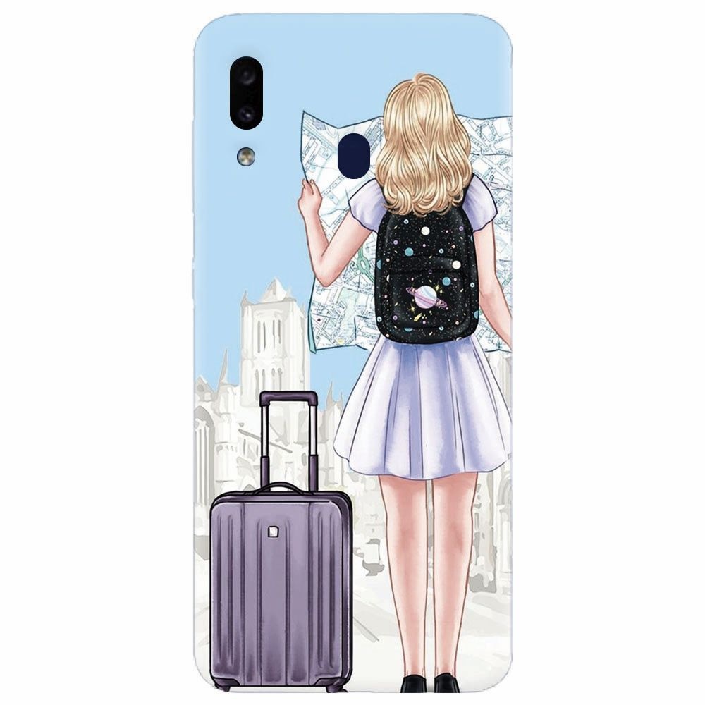 Husa silicon pentru Samsung Galaxy A30, Travel Girl Searching On Map