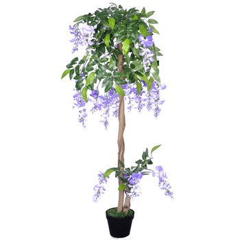 Glicina artificiala in ghiveci, vidaXL, 120 cm, Verde cu mov Glicina artificiala in ghiveci, vidaXL, 120 cm, Verde cu mov