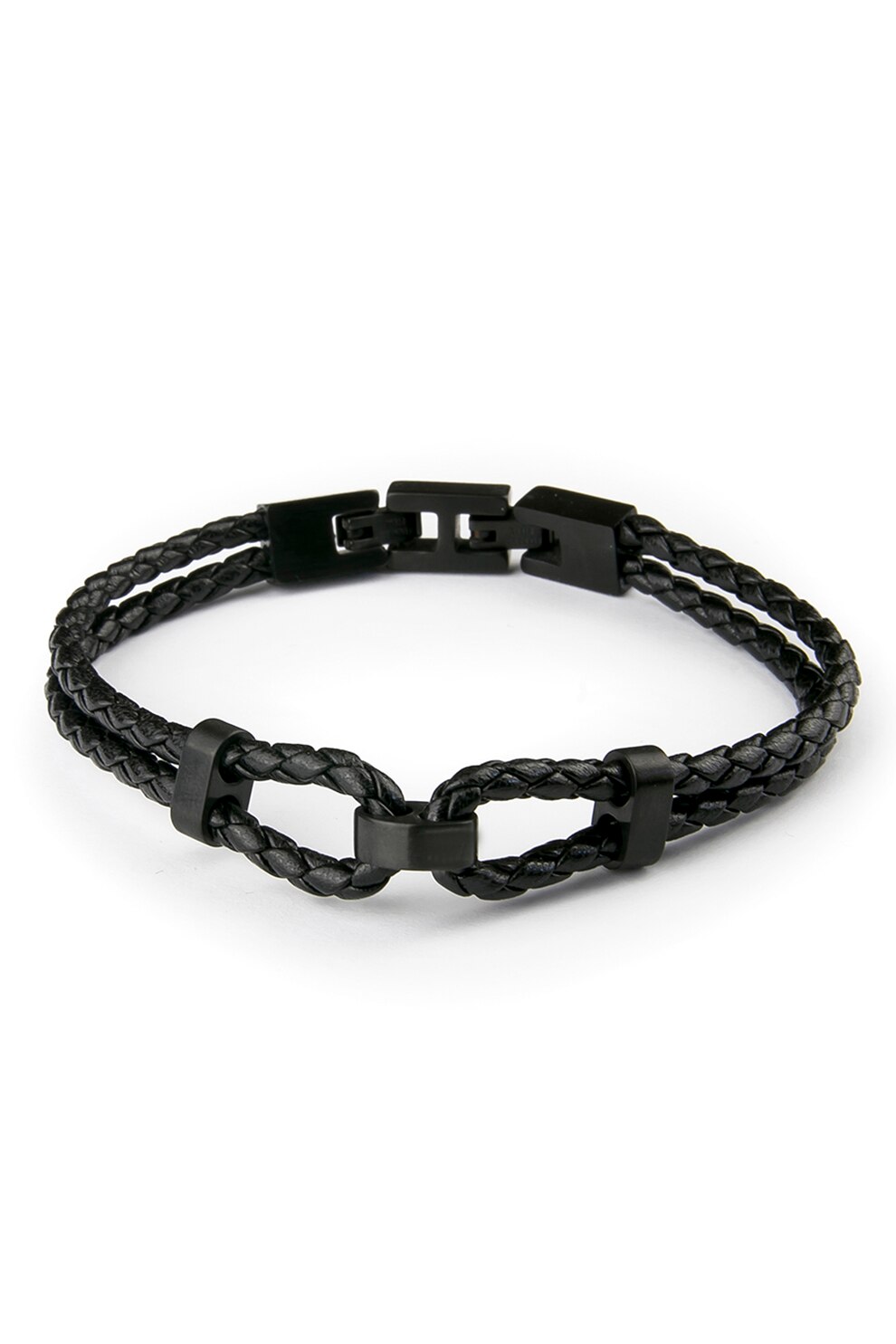 Monomen, Bratara de piele cu aspect impletit, Negru