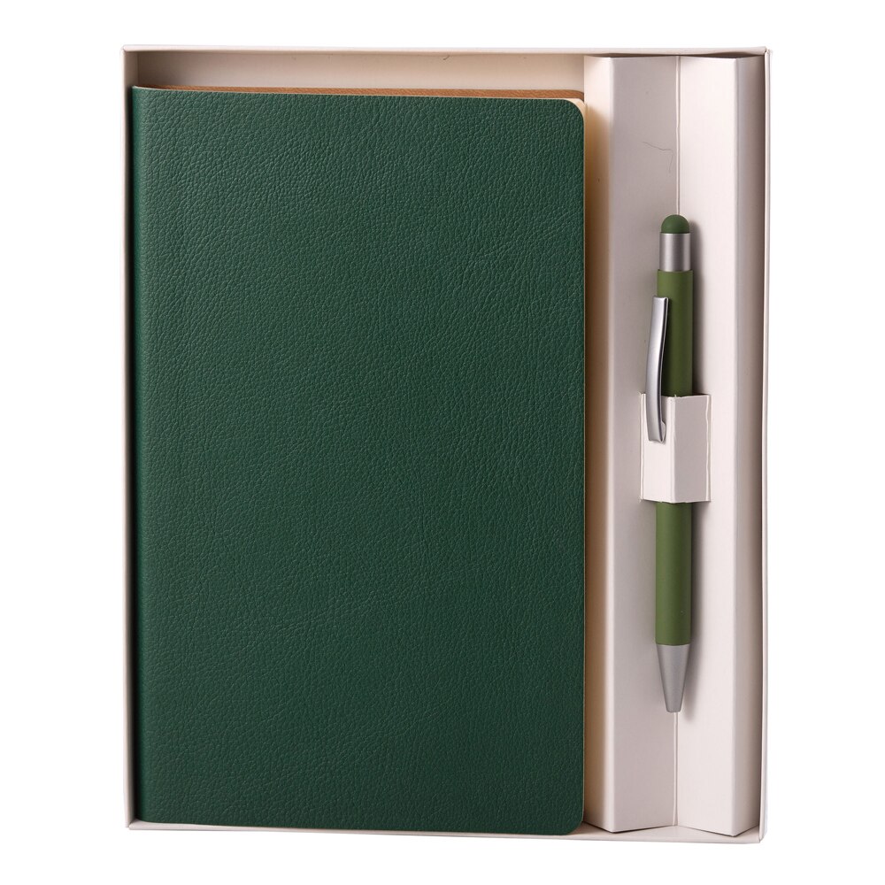 Set notes Flexi, 12,5x20 cm, liniat ivory, cu pix, verde
