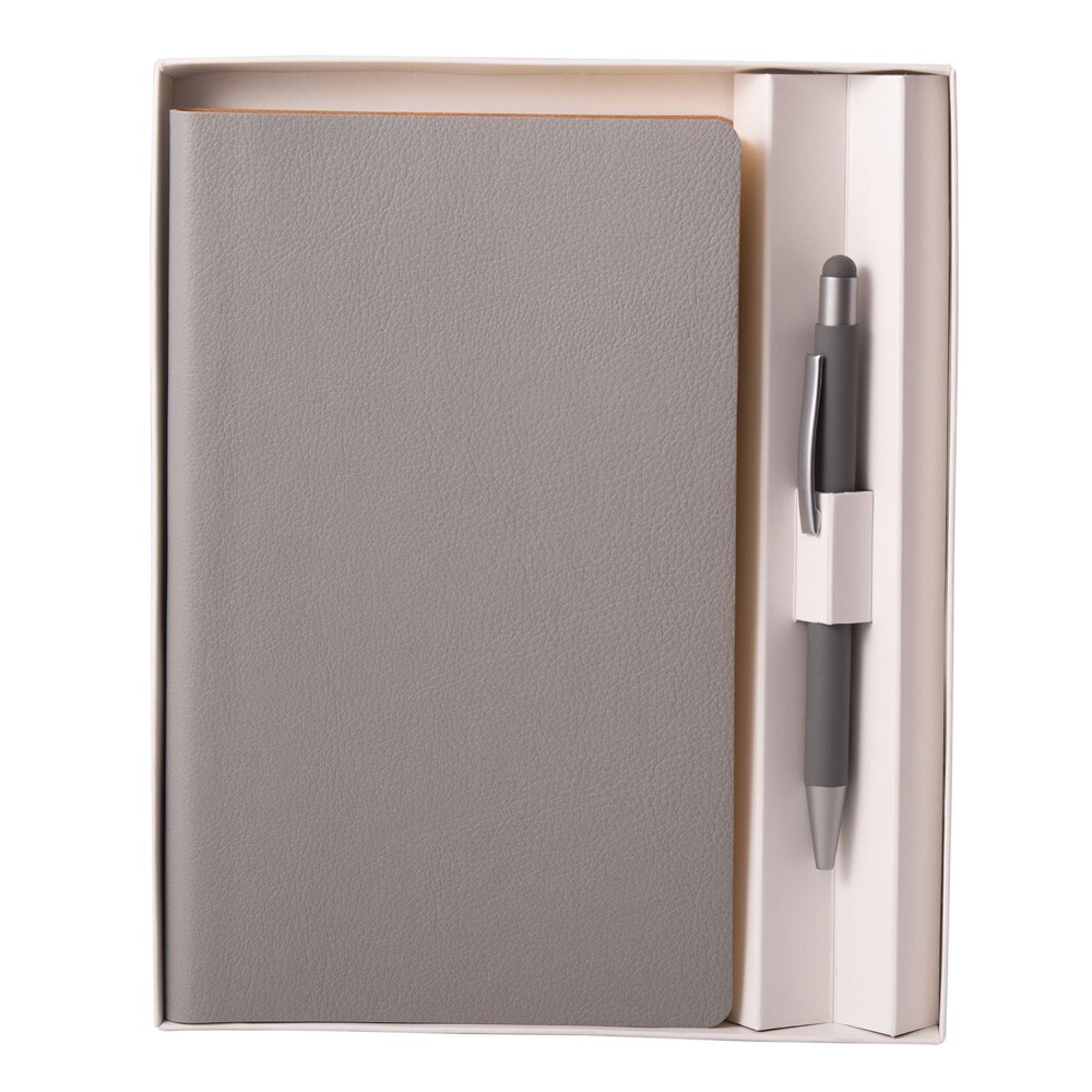 Set notes Flexi, 12,5x20 cm, liniat ivory, cu pix, gri