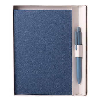 Set Natura, notes A5, hartie alba, liniatura, albastru + pix Set Natura, notes A5, hartie alba, liniatura, albastru + pix