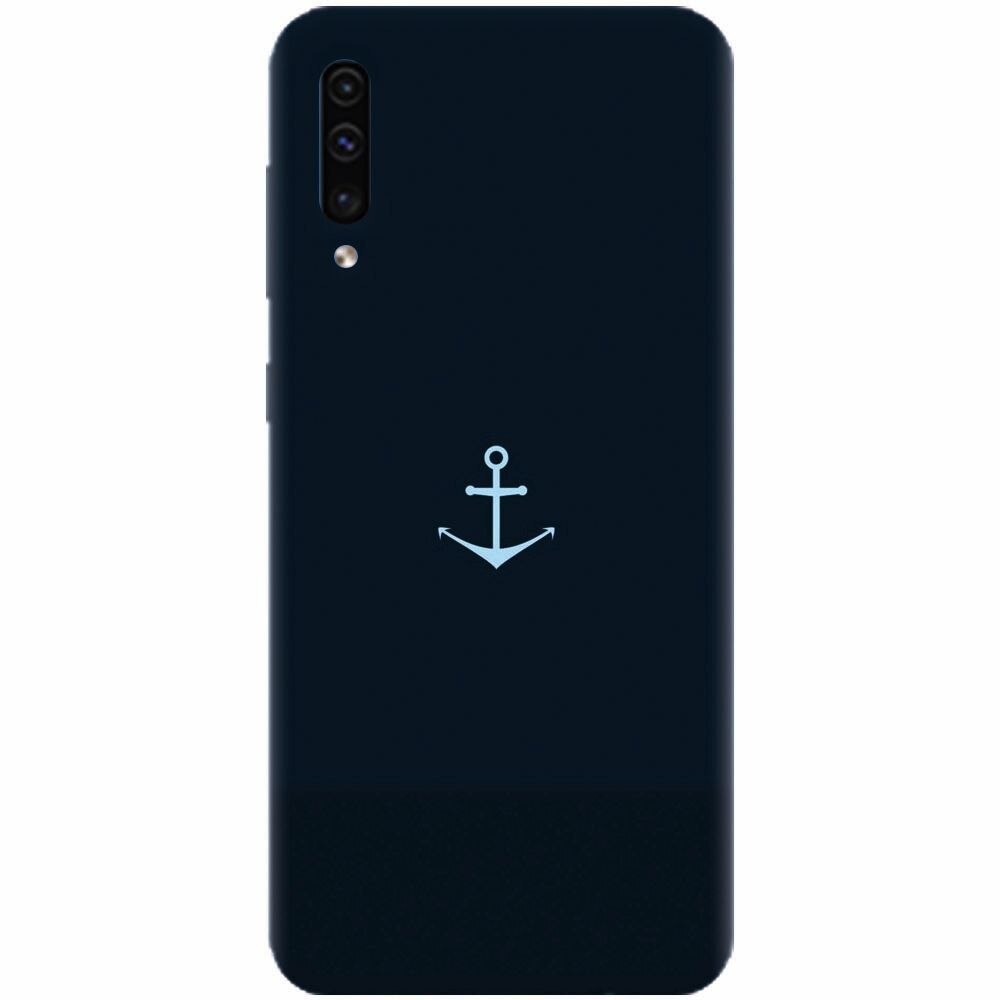 Husa silicon pentru Samsung Galaxy A70, Blue Navy Anchor Illustration Flat