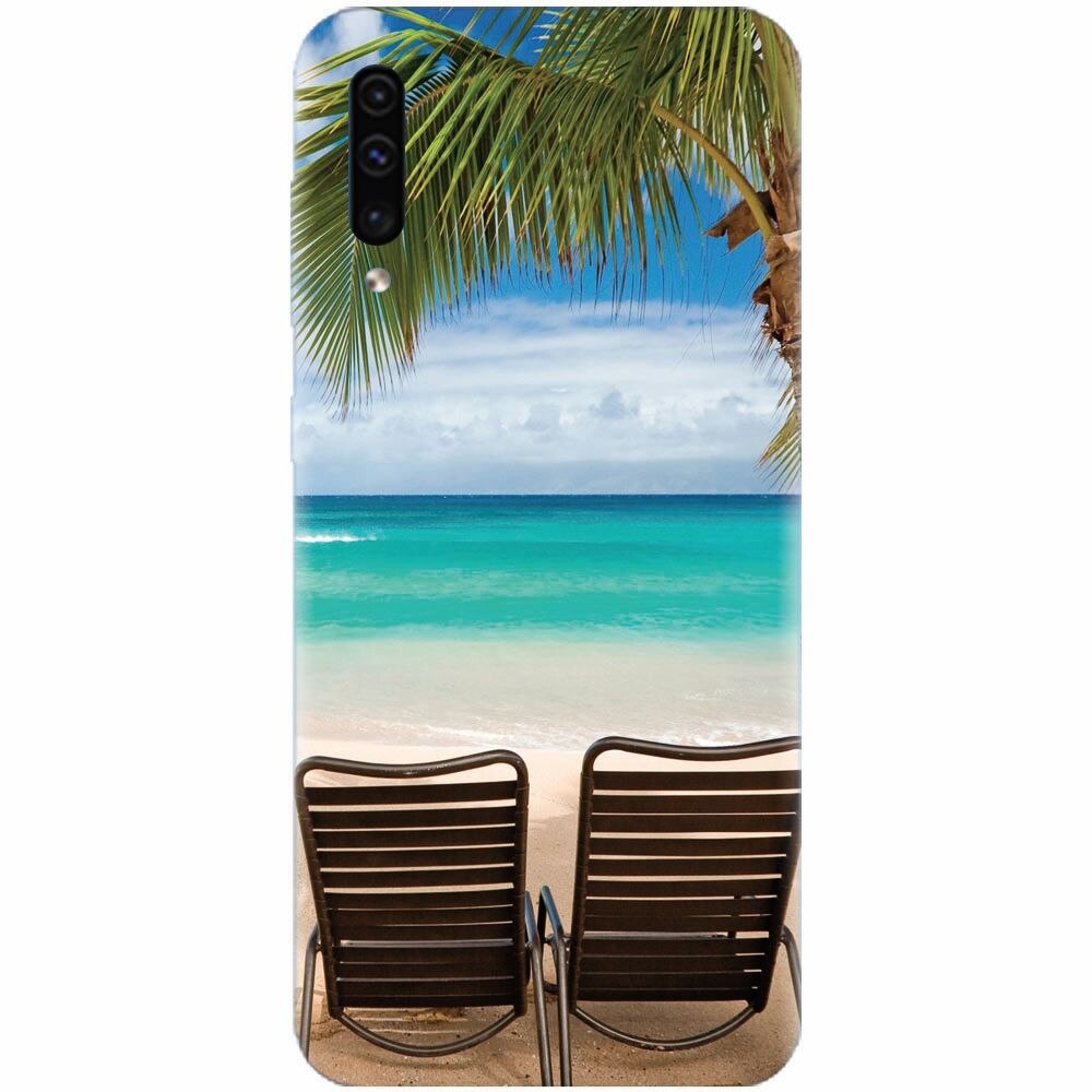 Husa silicon pentru Samsung Galaxy A50, Beach Chairs Palm Tree Seaside