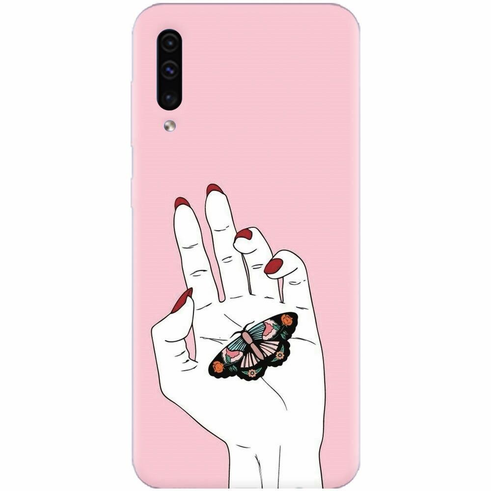 Husa silicon pentru Samsung Galaxy A70, Butterfly In Hand