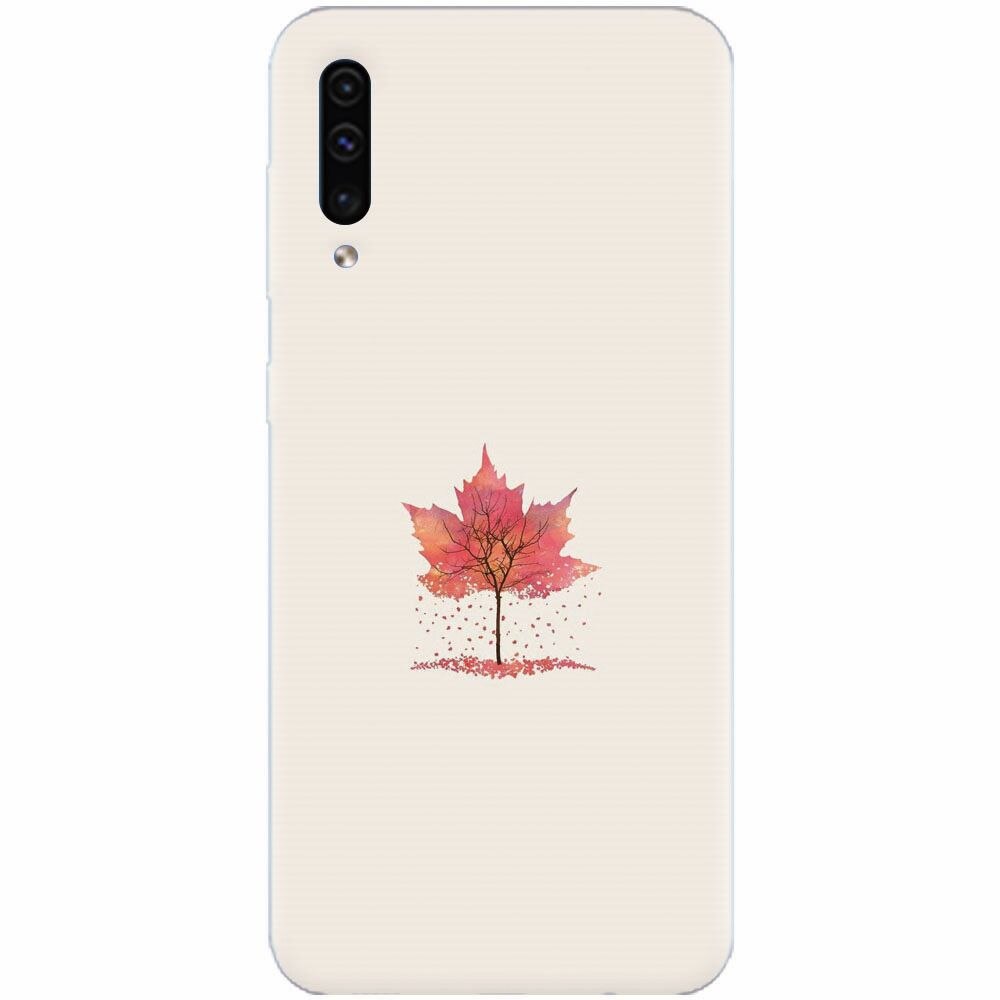 Husa silicon pentru Samsung Galaxy A50, Autumn Tree Leaf Shape Illustration