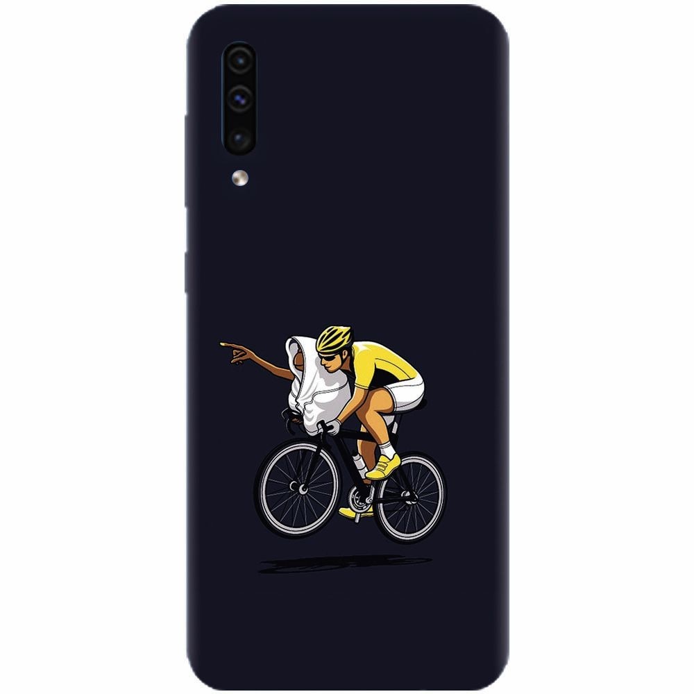 Husa silicon pentru Samsung Galaxy A70, ET Riding Bike Funny Illustration