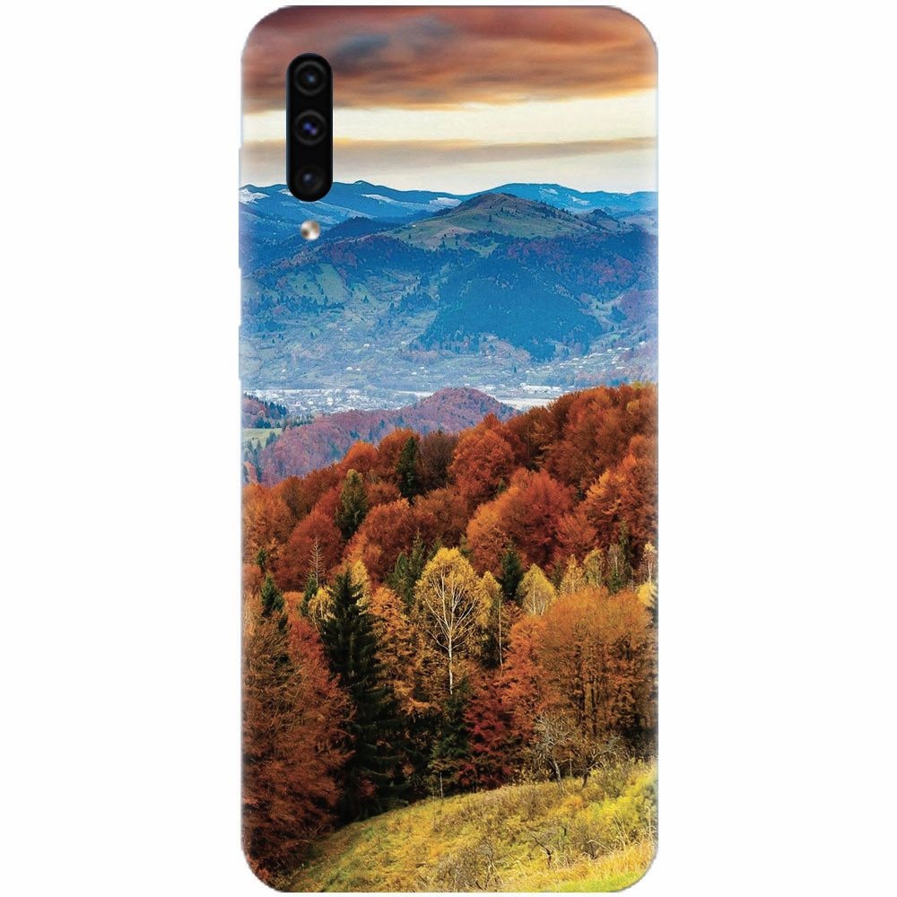 Husa silicon pentru Samsung Galaxy A70, Autumn Mountain Fall Rusty Forest Colours