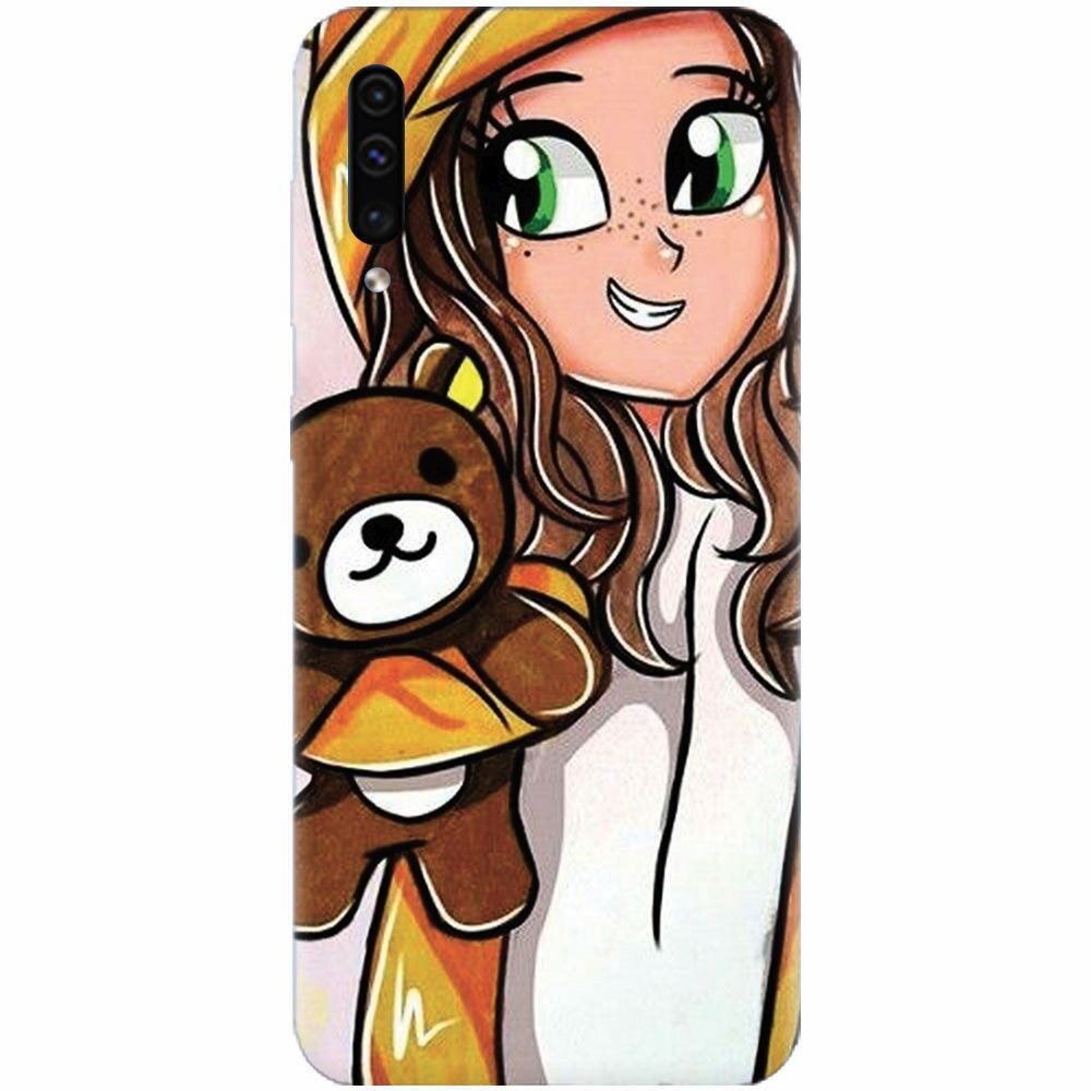 Husa silicon pentru Samsung Galaxy A70, Girl With Little Bear