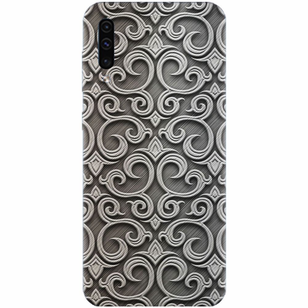 Husa silicon pentru Samsung Galaxy A70, Baroque Silver Pattern