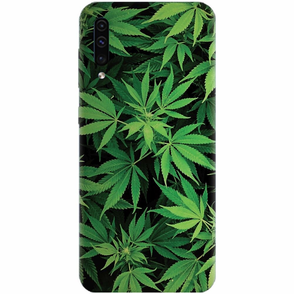 Husa silicon pentru Samsung Galaxy A50, Green Leaf Pattern