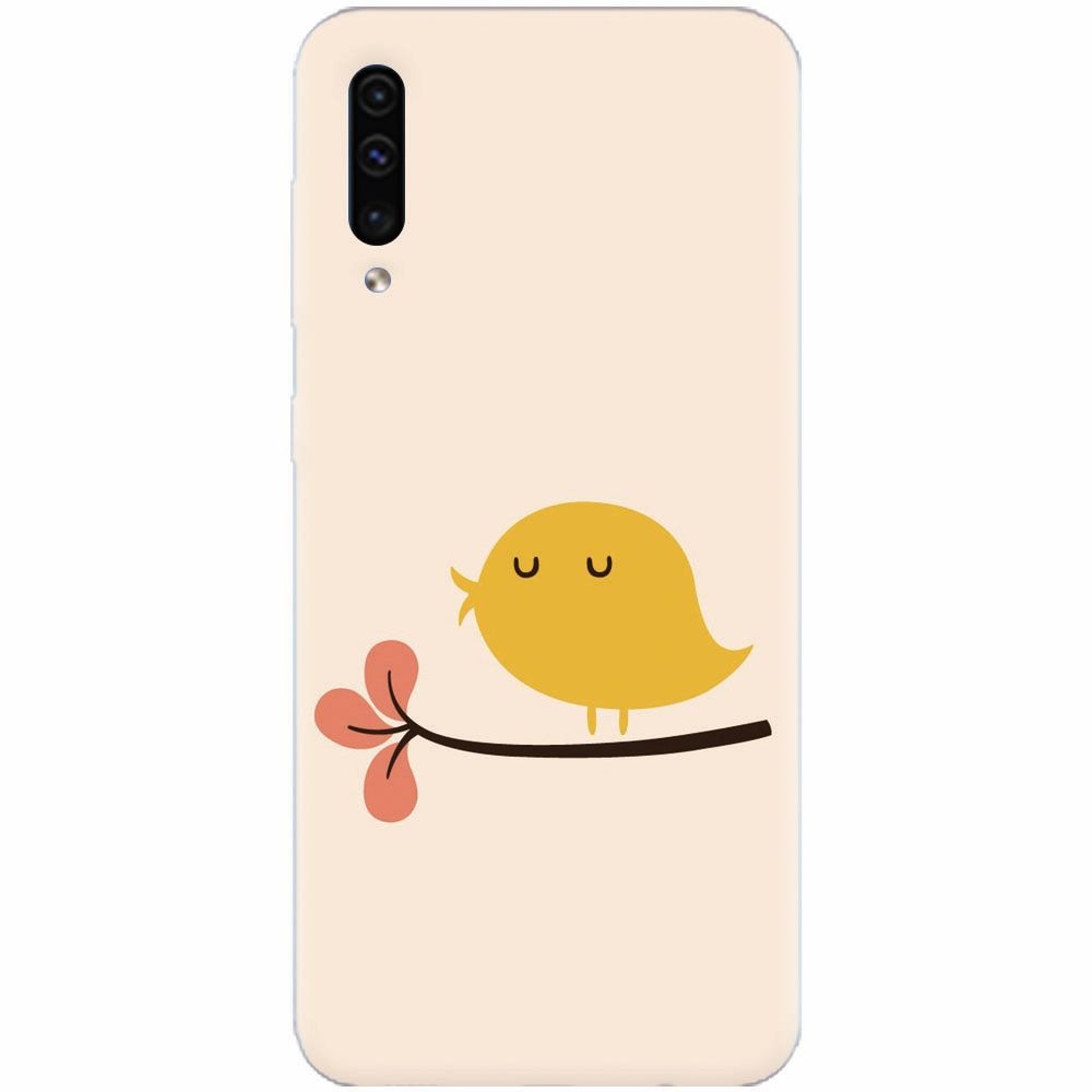 Husa silicon pentru Samsung Galaxy A70, Flat Minimal Cute Bird Illustration