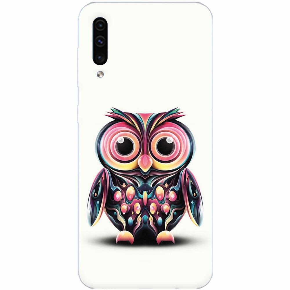 Husa silicon pentru Samsung Galaxy A70, Colorful Owl Illustration