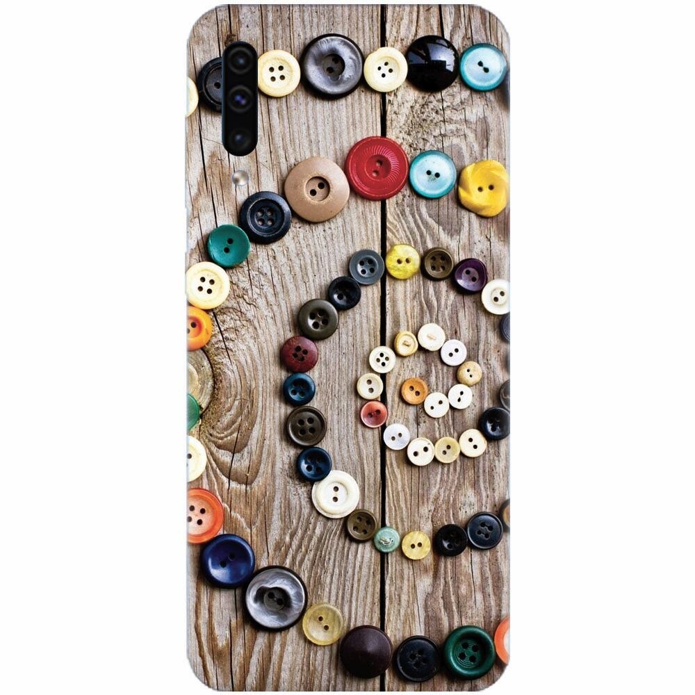 Husa silicon pentru Samsung Galaxy A50, Colorful Buttons Spiral Wood Deck