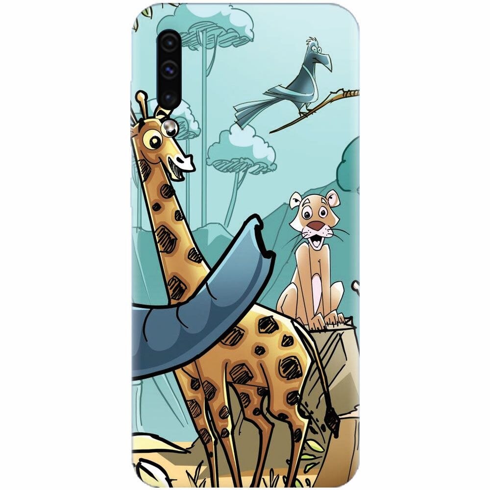 Husa silicon pentru Samsung Galaxy A70, Children Drawings Elephants Giraffes Lions
