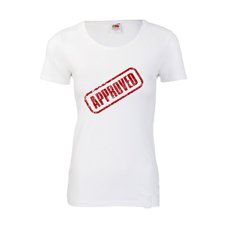 Tricou dama personalizat Fruit of the loom Approved, alb, S