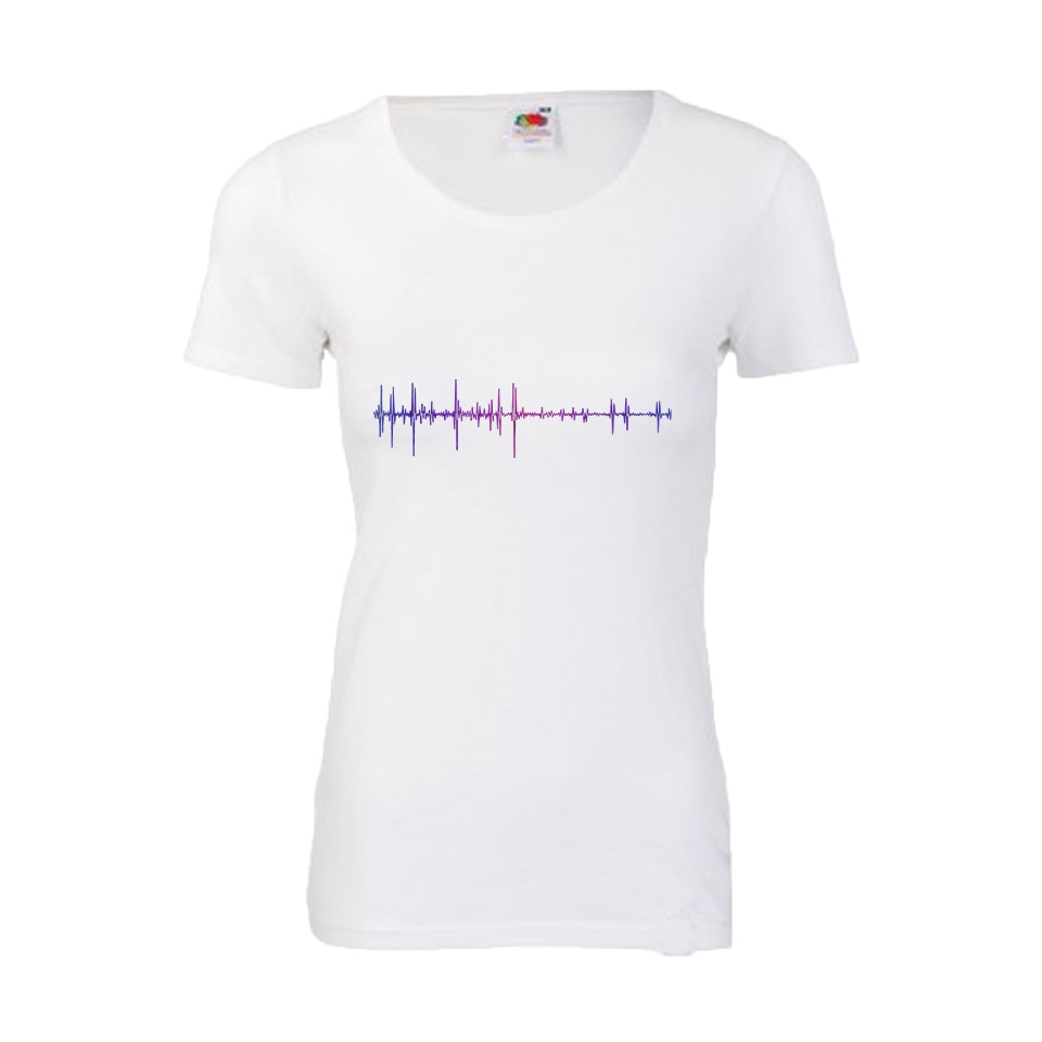 Tricou dama personalizat Fruit of the loom Feel the music, alb, L