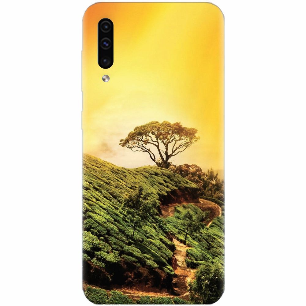 Husa silicon pentru Samsung Galaxy A70, Hill Top Tree Golden Light