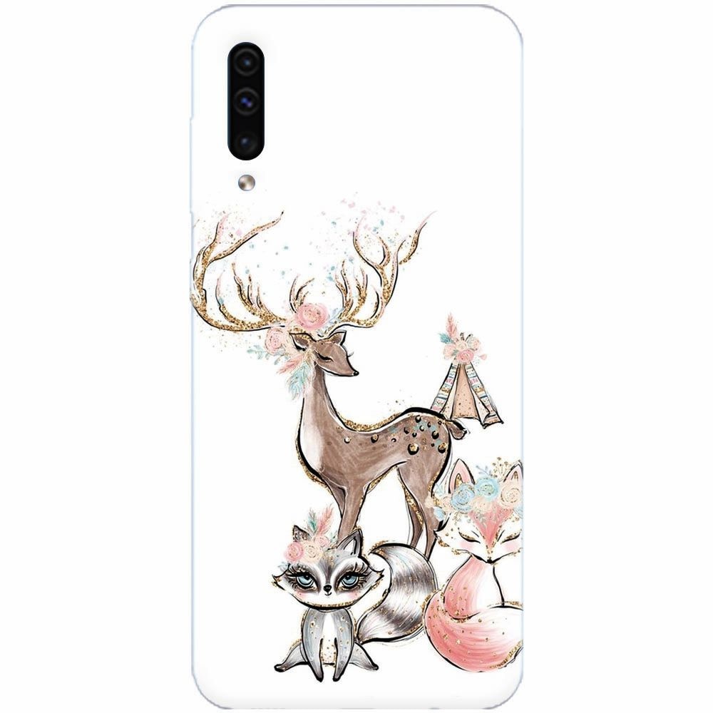Husa silicon pentru Samsung Galaxy A70, Foxs And Deer