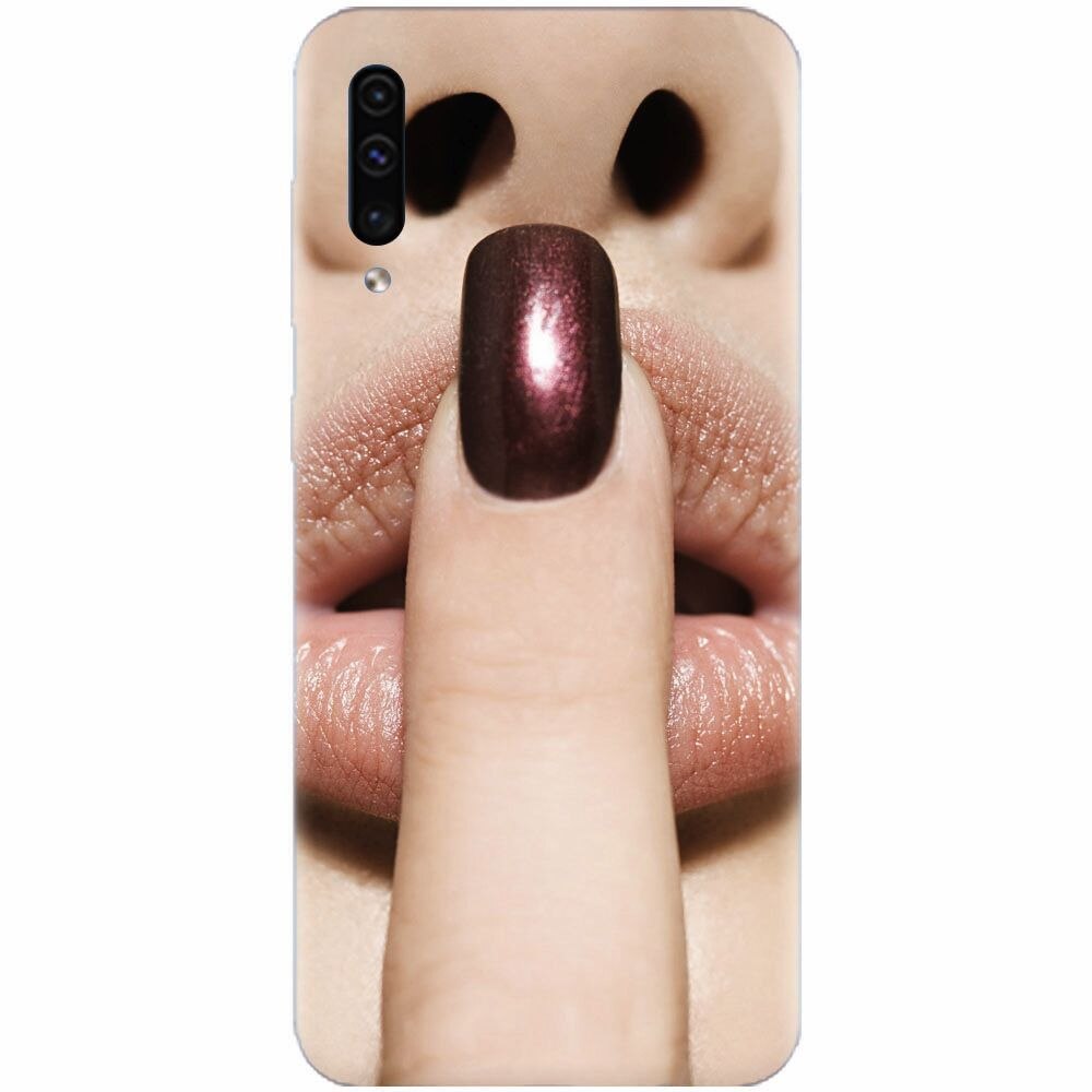 Husa silicon pentru Samsung Galaxy A50, Finger Purple Nailpolish Girl Lips