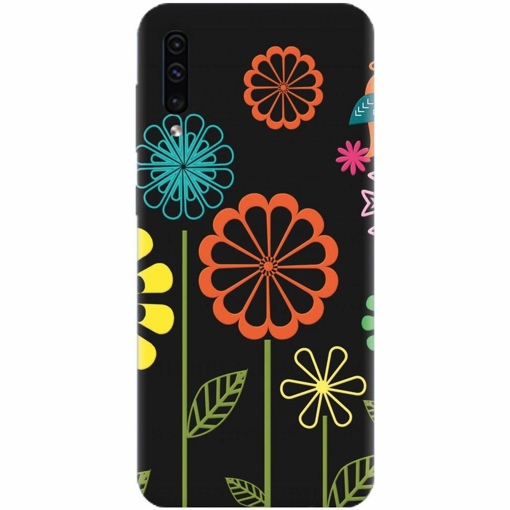 Husa silicon pentru Samsung Galaxy A70, Colorful Spring Birds Flowers Vectors