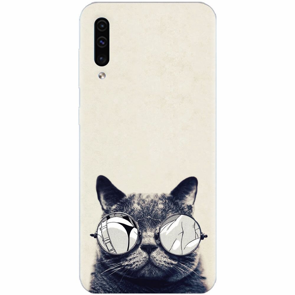 Husa silicon pentru Samsung Galaxy A70, Cool Cat Glasses