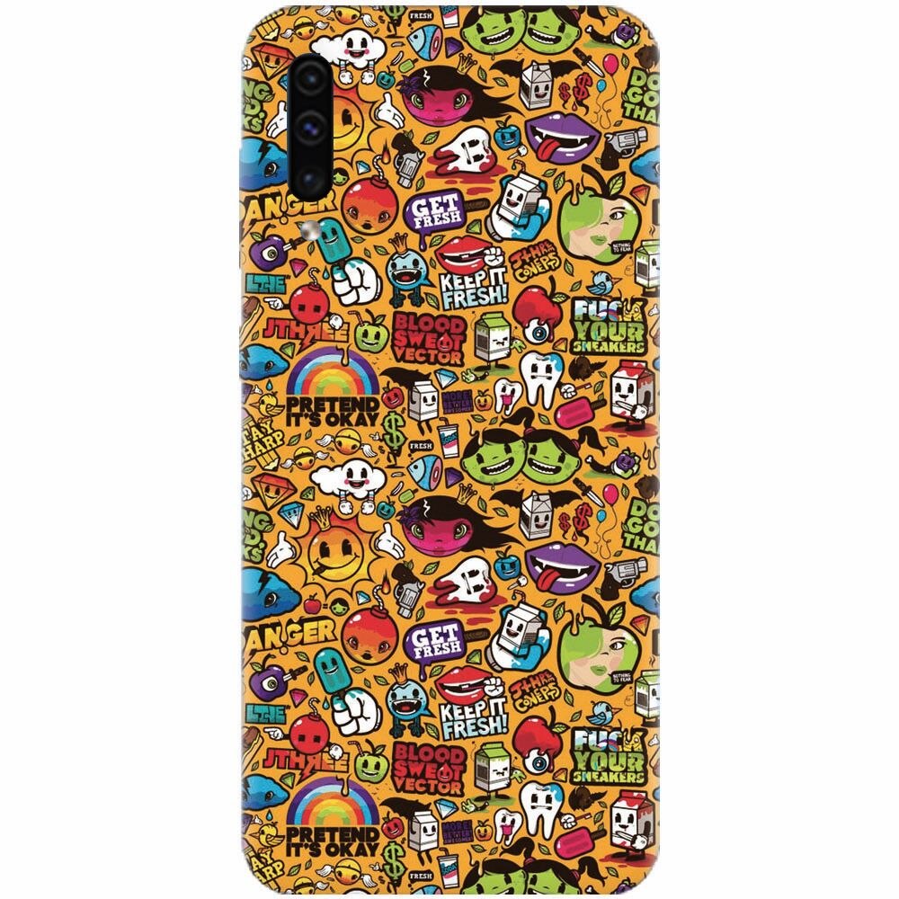 Husa silicon pentru Samsung Galaxy A70, Colorful Sticker Illustrations