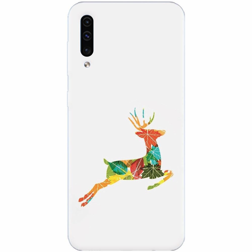 Husa silicon pentru Samsung Galaxy A70, Colorful Reindeer Jump Illustration