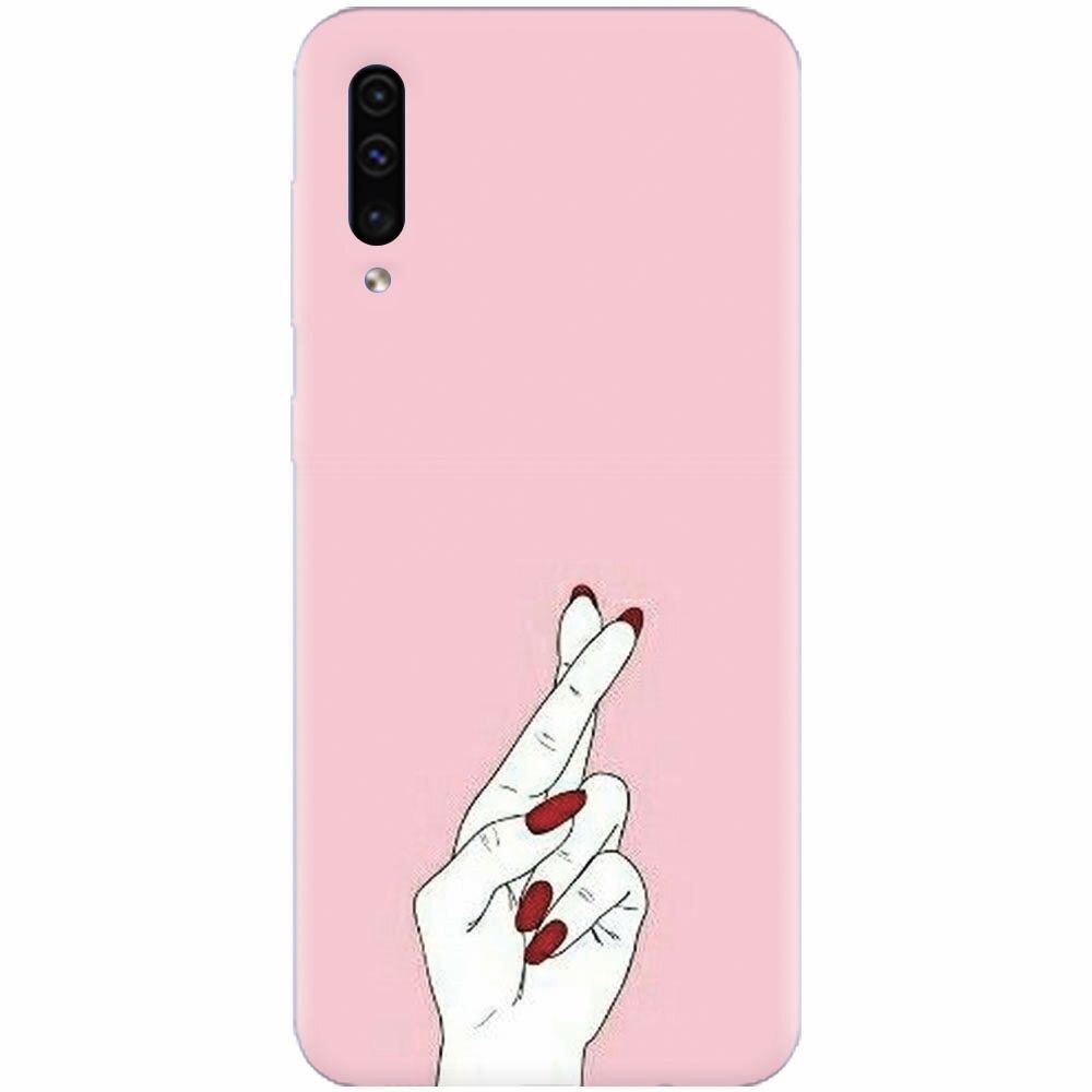 Husa silicon pentru Samsung Galaxy A70, Pink Finger Cross