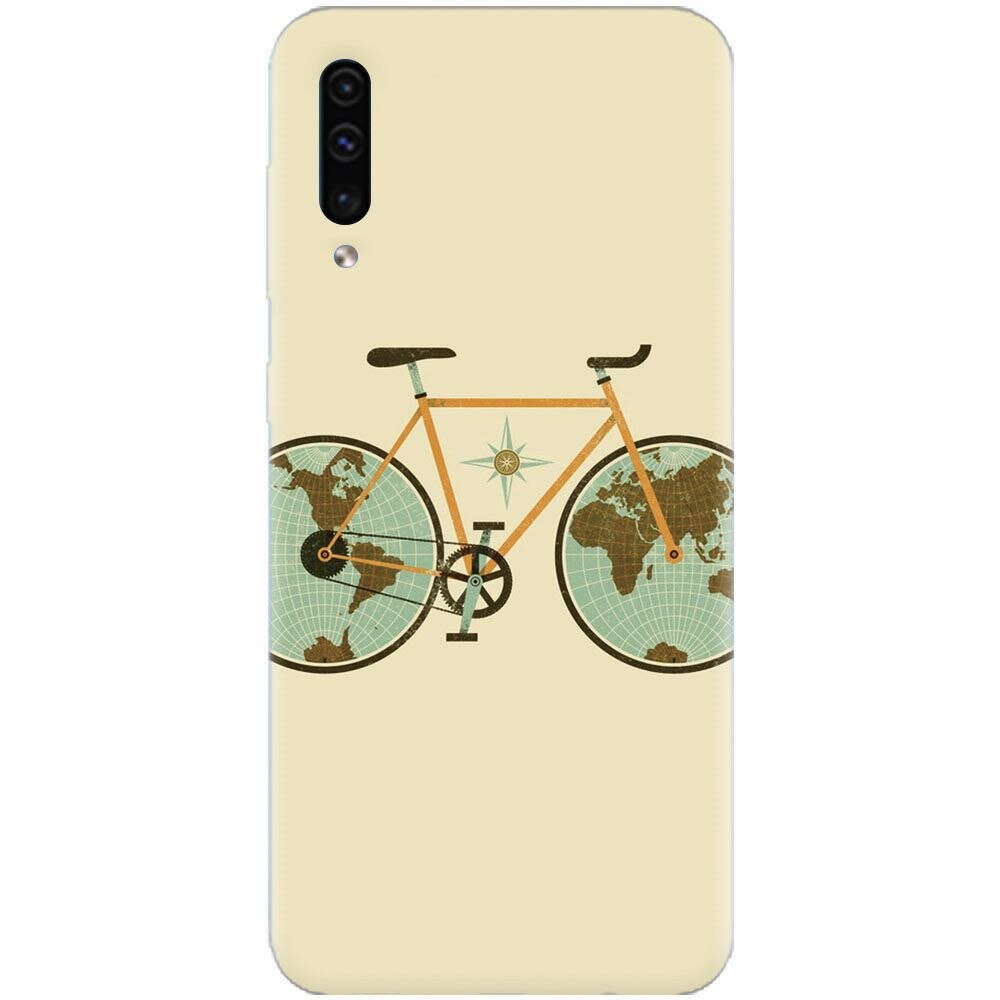 Husa silicon pentru Samsung Galaxy A50, Retro Bicycle Illustration