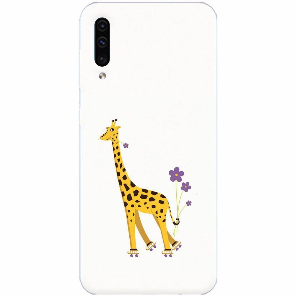 Husa silicon pentru Samsung Galaxy A70, Rollerskating Girafe Illustration