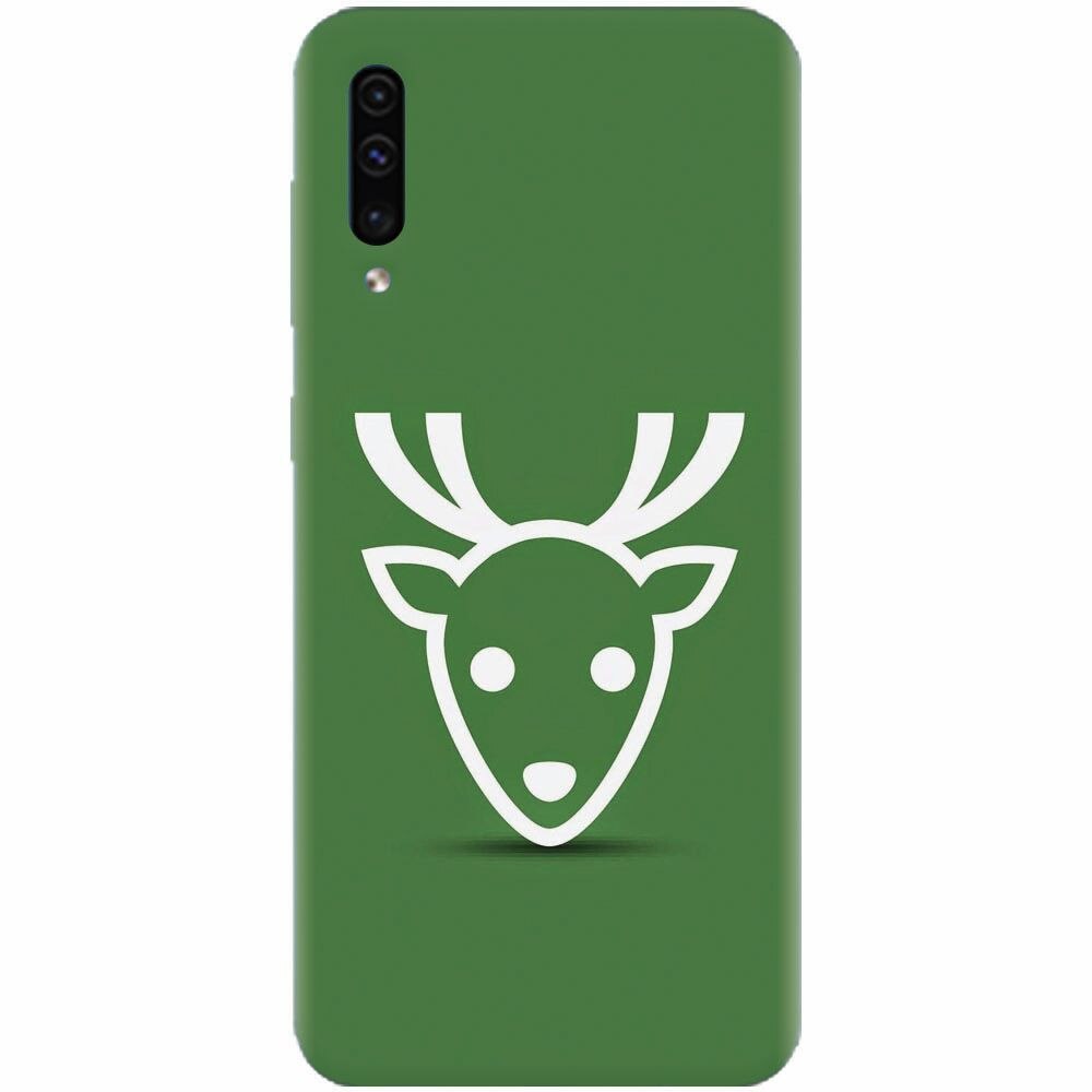 Husa silicon pentru Samsung Galaxy A70, Minimal Reindeer Illustration Green