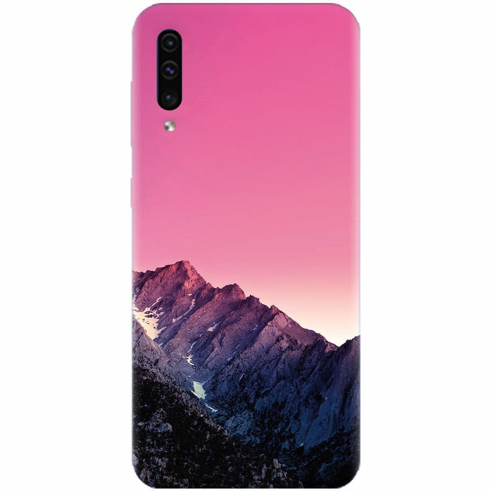 Husa silicon pentru Samsung Galaxy A70, Mountain Peak Pink Gradient Effect