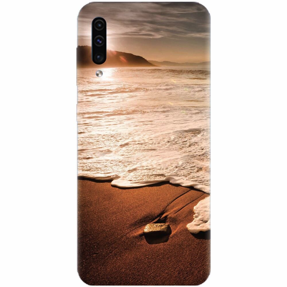 Husa silicon pentru Samsung Galaxy A70, Sunset Foamy Beach Wave