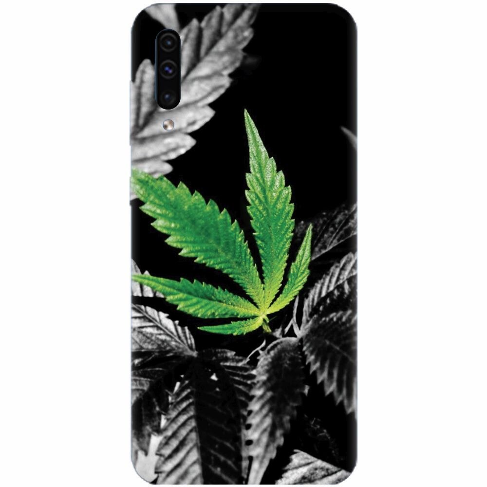 Husa silicon pentru Samsung Galaxy A50, Trippy Pot Leaf Green