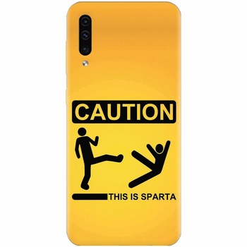 Husa silicon pentru Samsung Galaxy A70, This Is Sparta Funny Illustration Husa silicon pentru Samsung Galaxy A70, This Is Sparta Funny Illustration