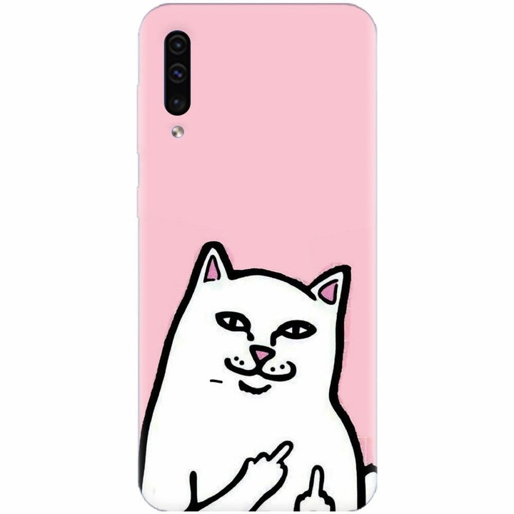Szilikon tok Samsung Galaxy A70-hez, Fehér Cat
