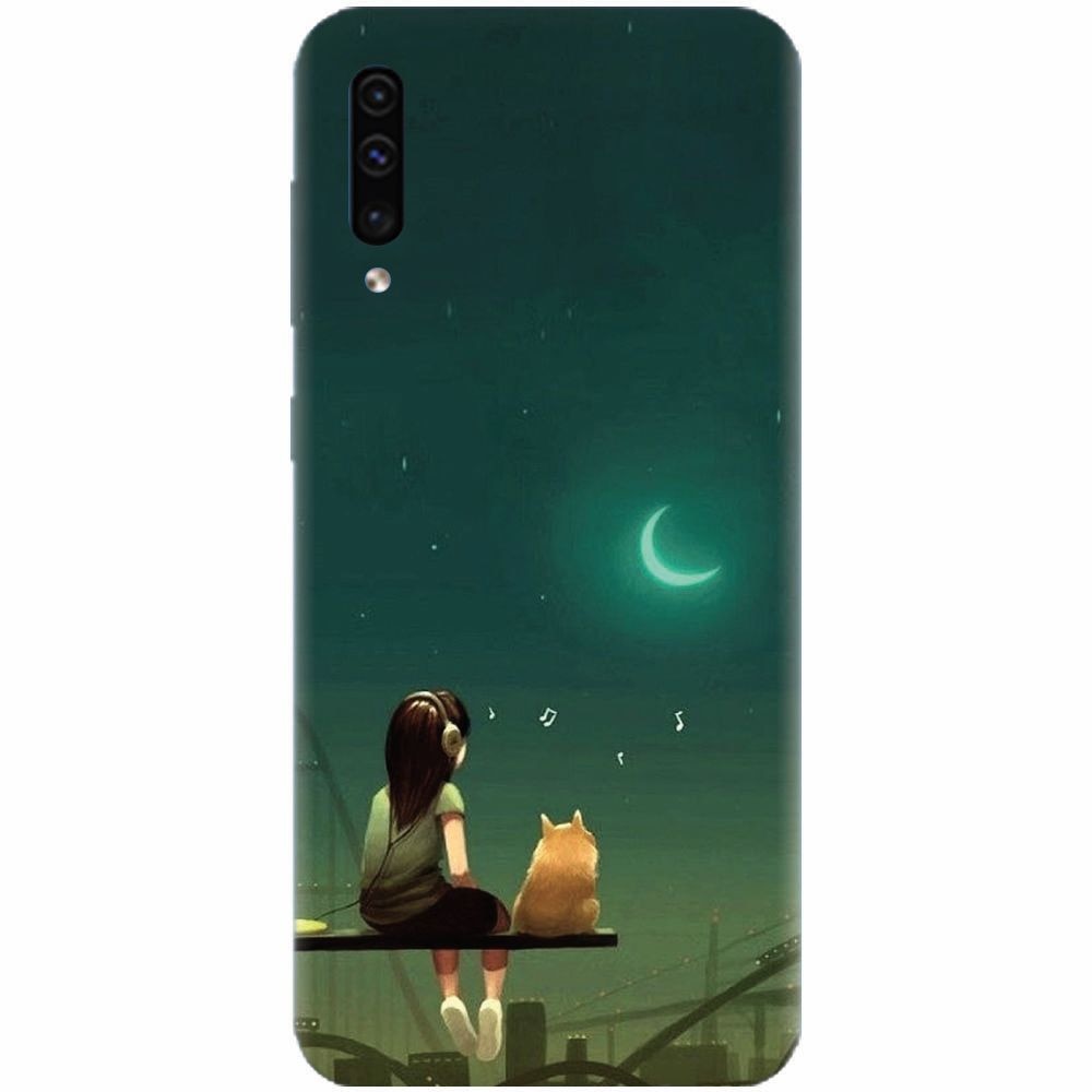 Husa silicon pentru Samsung Galaxy A70, Cat And Girl