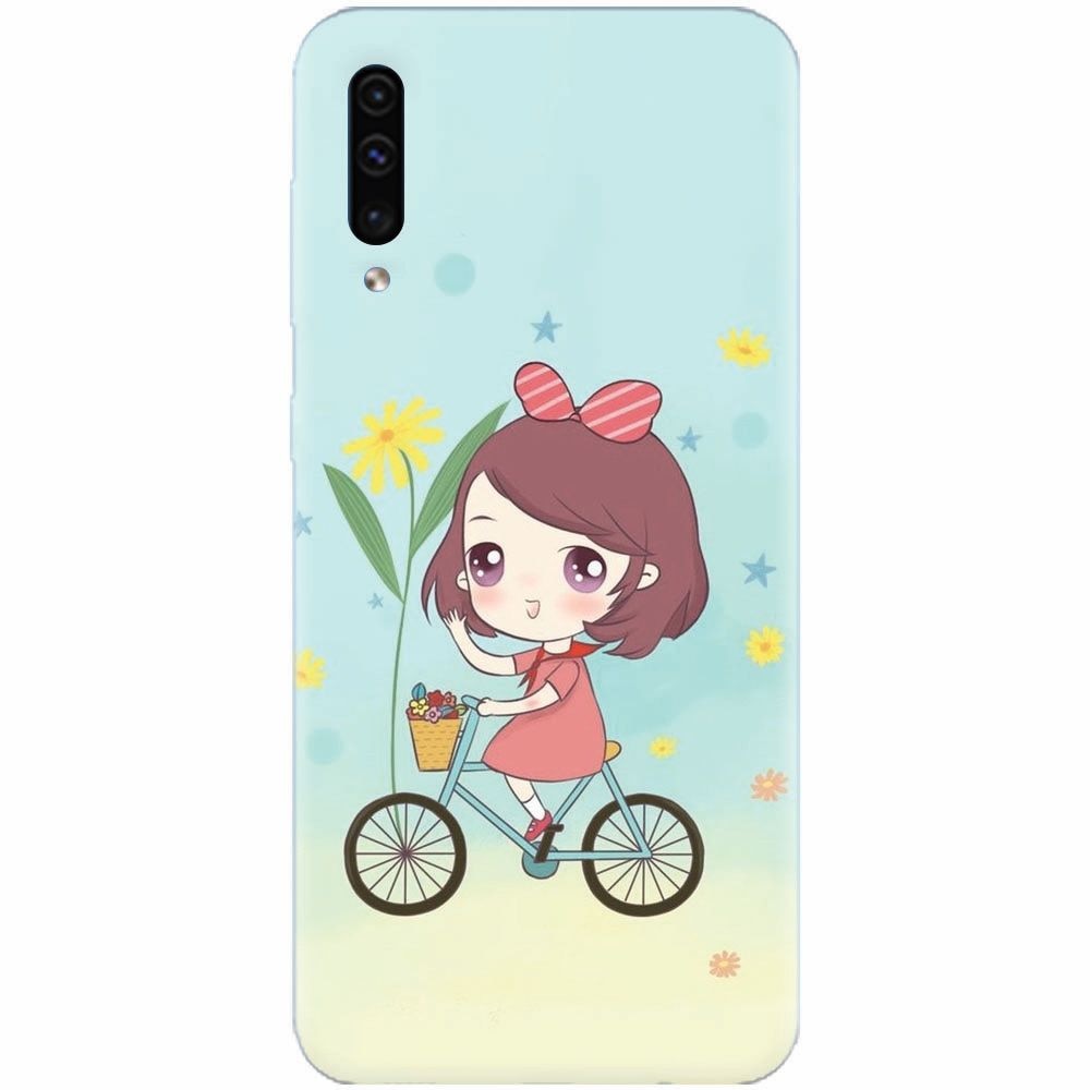 Husa silicon pentru Samsung Galaxy A70, Girl And Bike