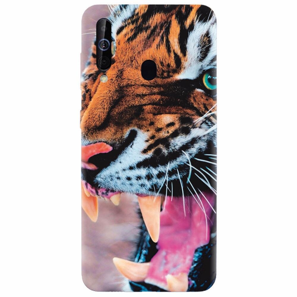Husa silicon pentru Samsung Galaxy M30, Angry Tiger Teeth Fresh