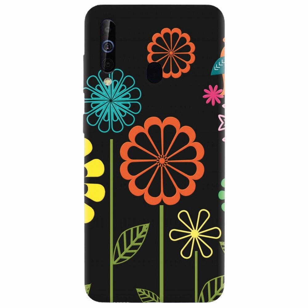 Husa silicon pentru Samsung Galaxy A60, Colorful Spring Birds Flowers Vectors