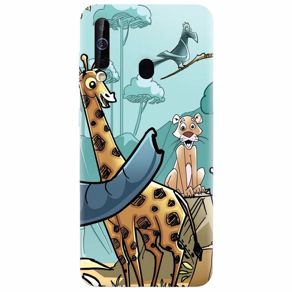 Husa silicon pentru Samsung Galaxy A60, Children Drawings Elephants Giraffes Lions