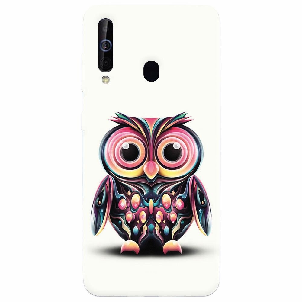 Husa silicon pentru Samsung Galaxy A60, Colorful Owl Illustration