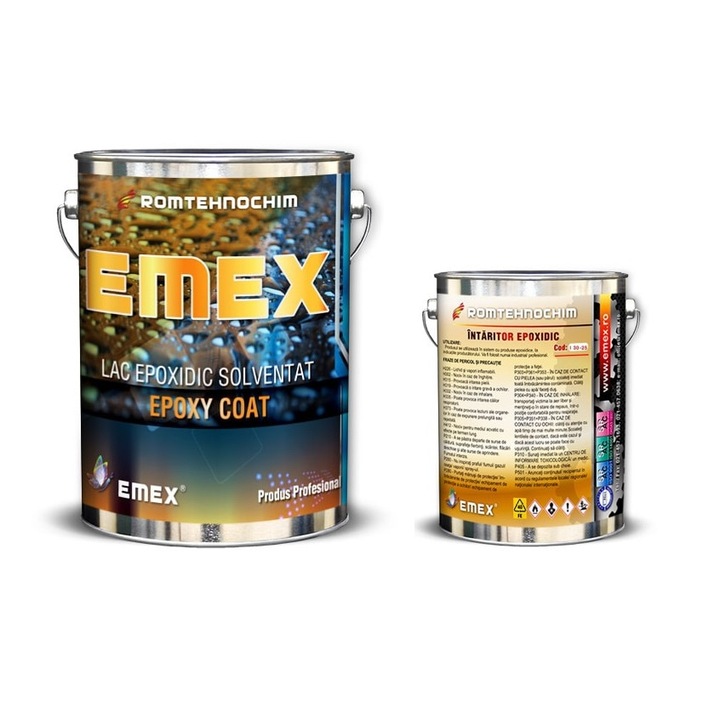 Lac Epoxidic Solventat “Emex Epoxi Coat”, Pachet cu Inataritor inclus, Bidon 16 KG