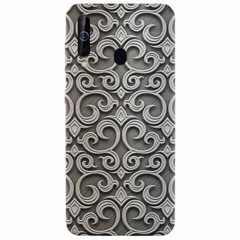 Husa silicon pentru Samsung Galaxy A60, Baroque Silver Pattern